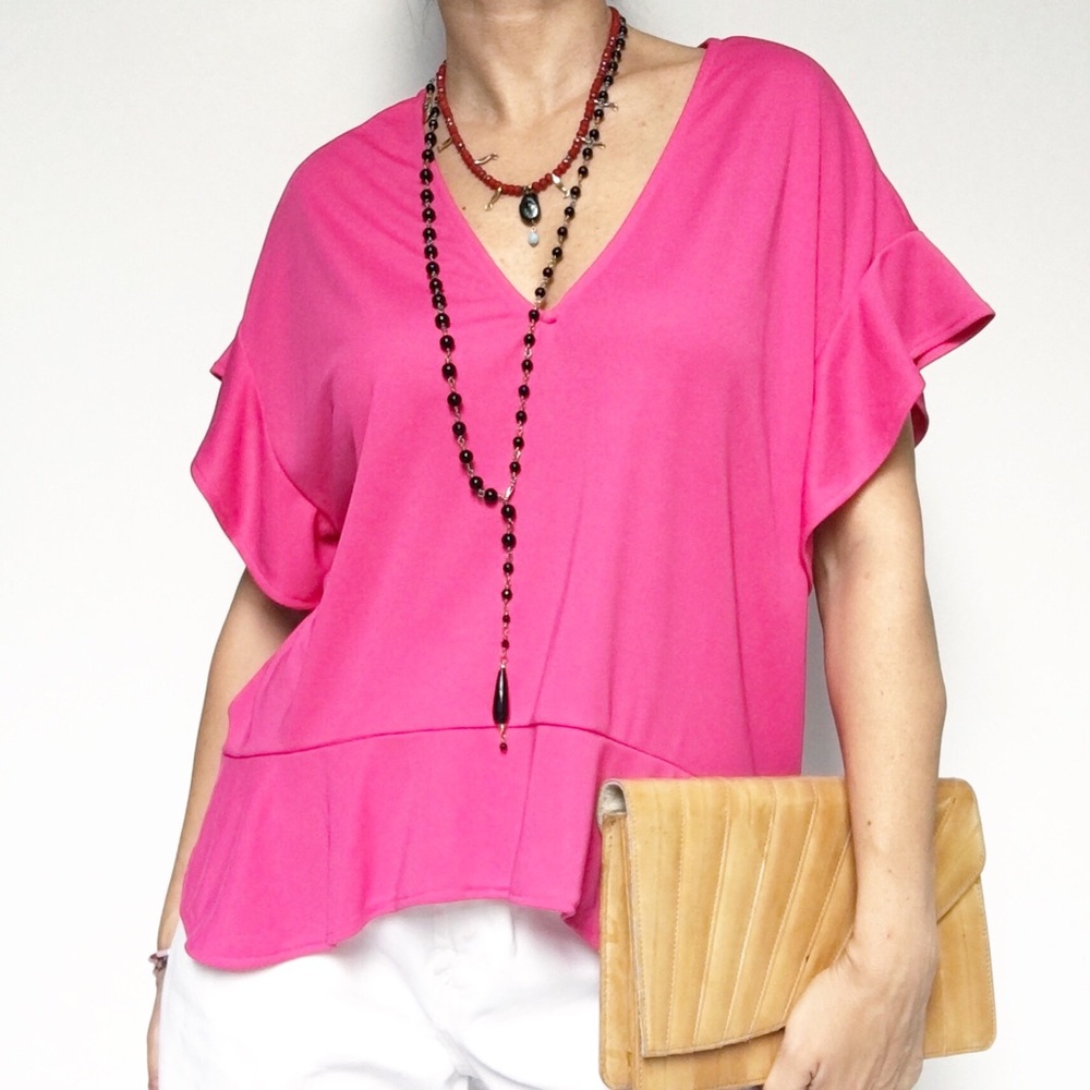 ZARA Fuchsia Ruffle Top NWT - Picture 7 of 8